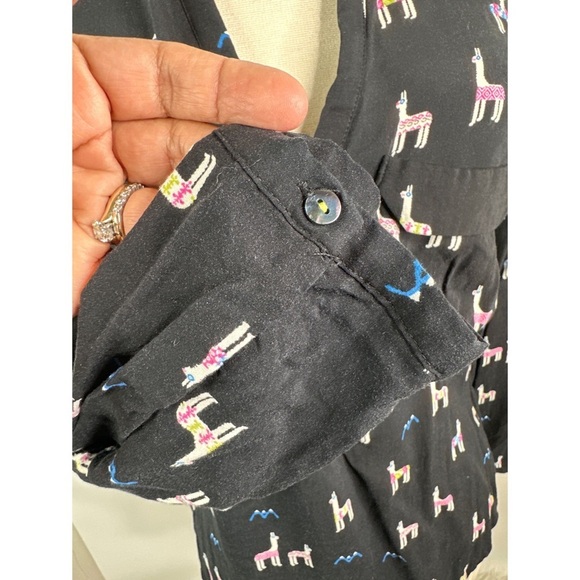 Anthropologie Maeve Llama Print V-Neck Button Down Shirt - Picture 8 of 13
